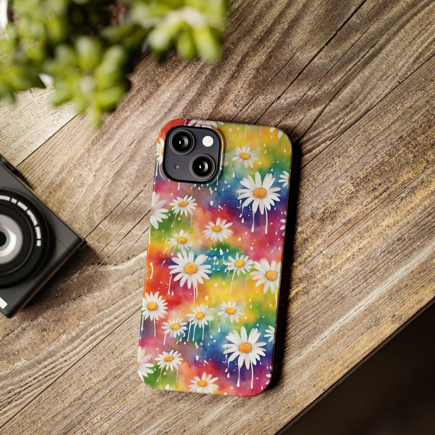 Daisy Rainbow Storm Slim Phone Case Protects And Beautifies