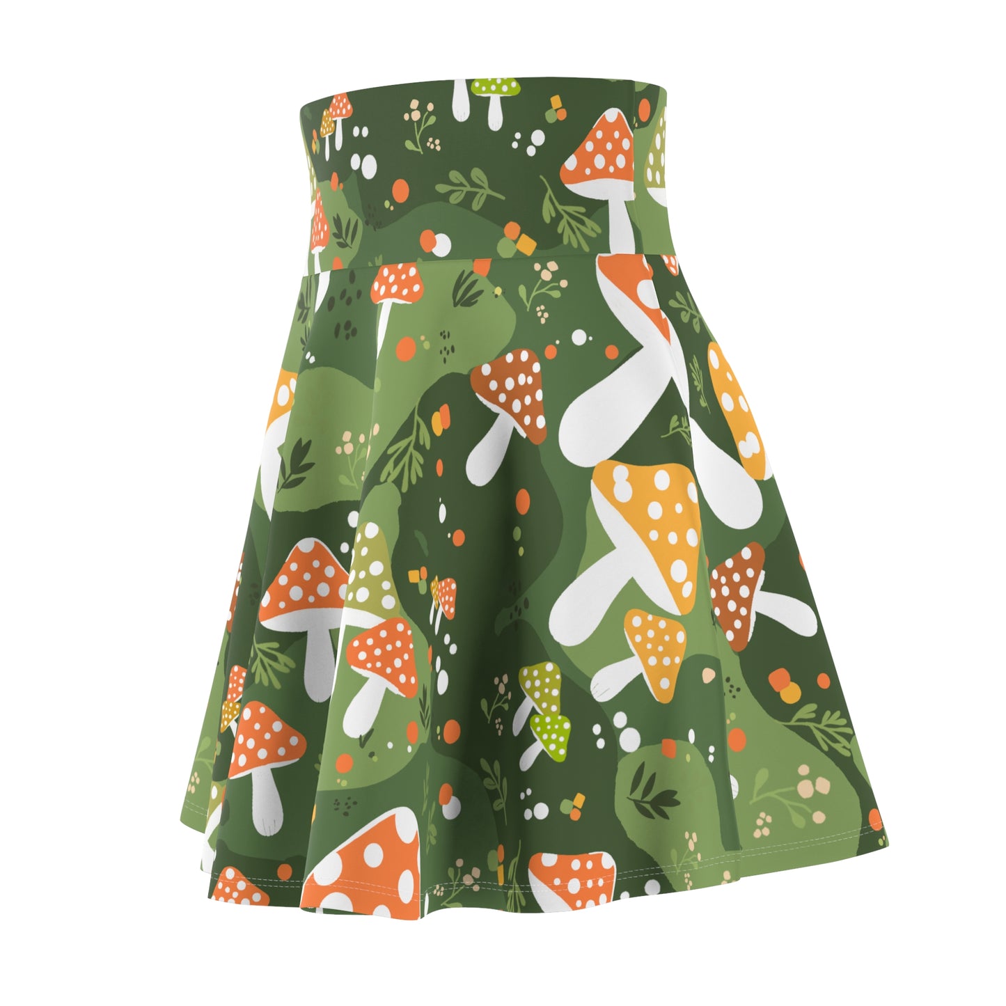 Skater Skirt - Mushroom and Foliage Pattern - Nature-Inspired