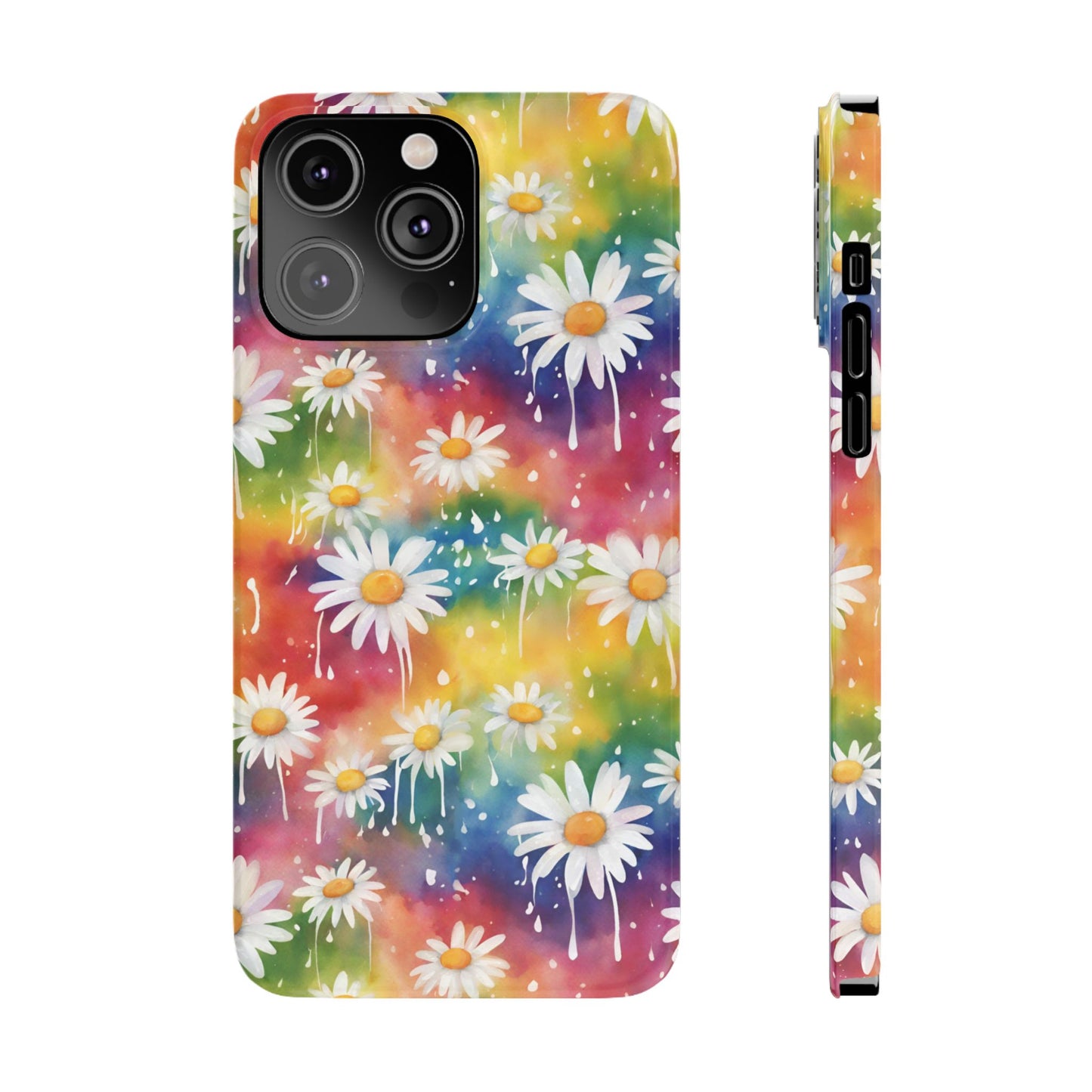 Daisy Rainbow Storm Slim Phone Case Protects And Beautifies