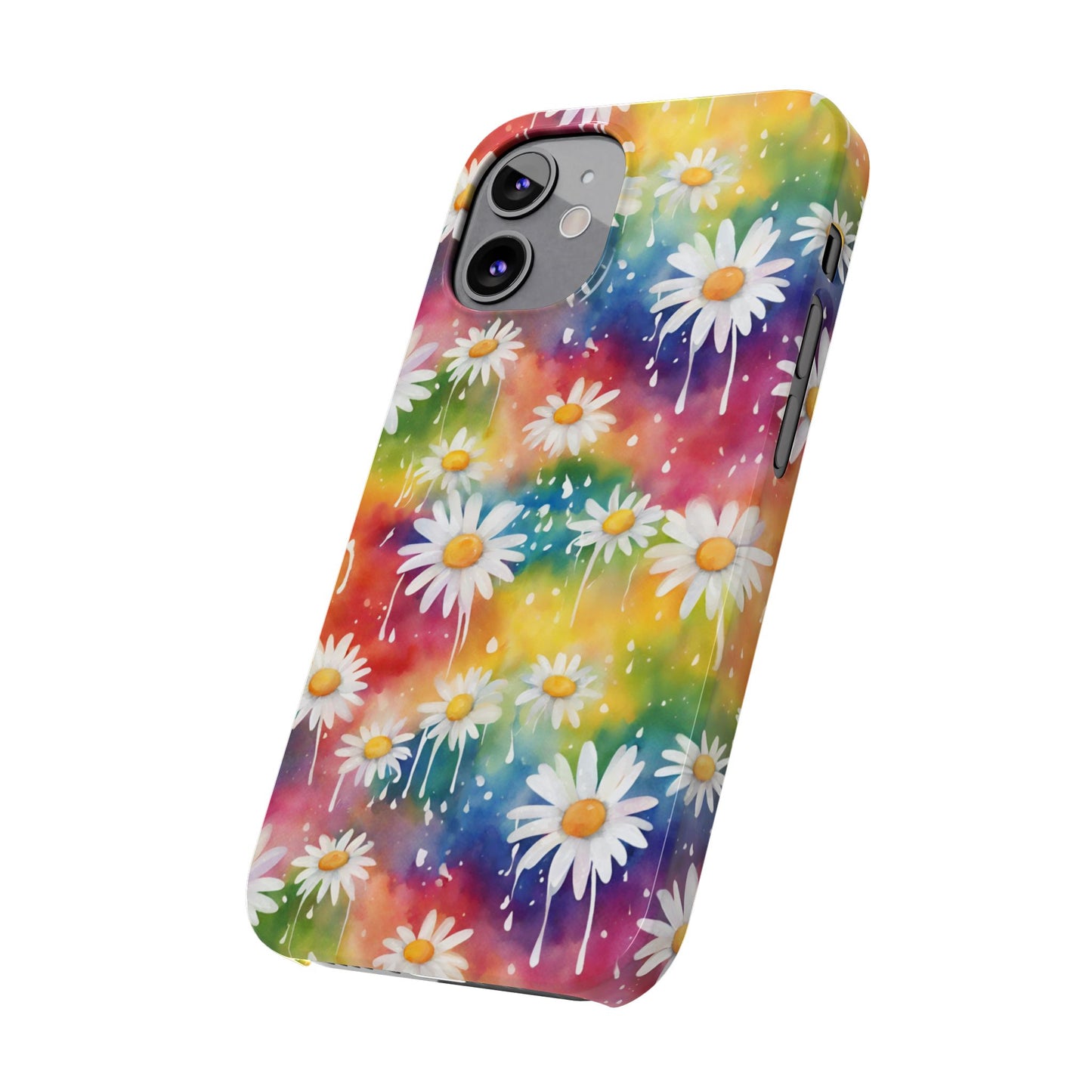 Daisy Rainbow Storm Slim Phone Case Protects And Beautifies