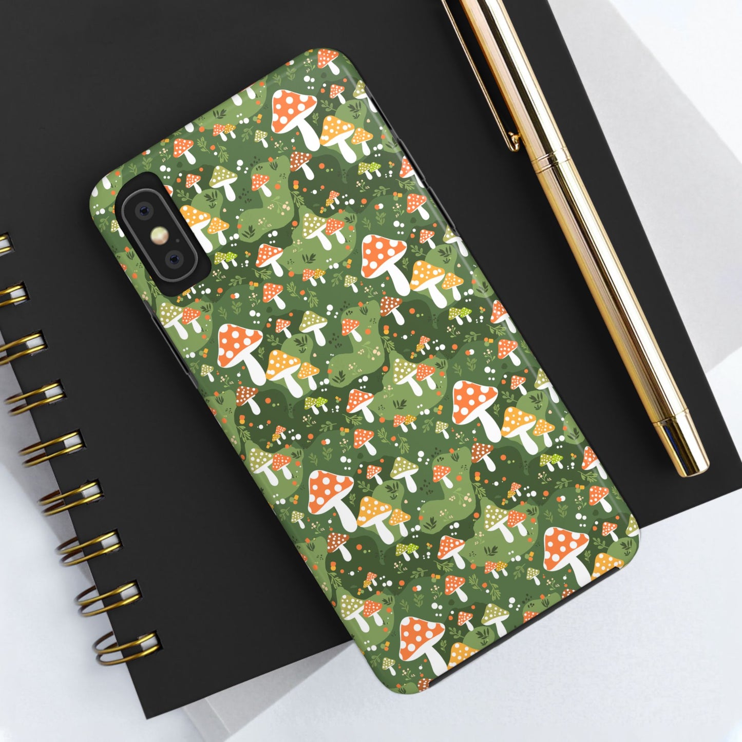 Phone Case - Whimsical Mushroom Pattern, Folk Art Design