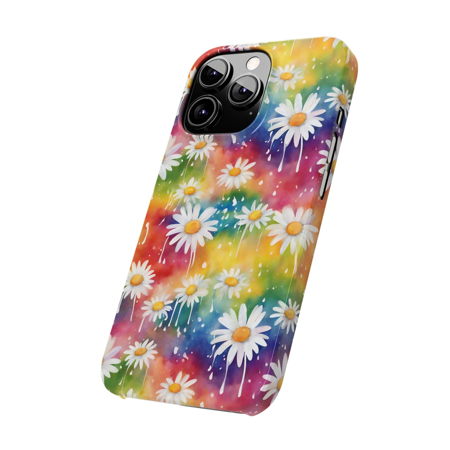 Daisy Rainbow Storm Slim Phone Case Protects And Beautifies