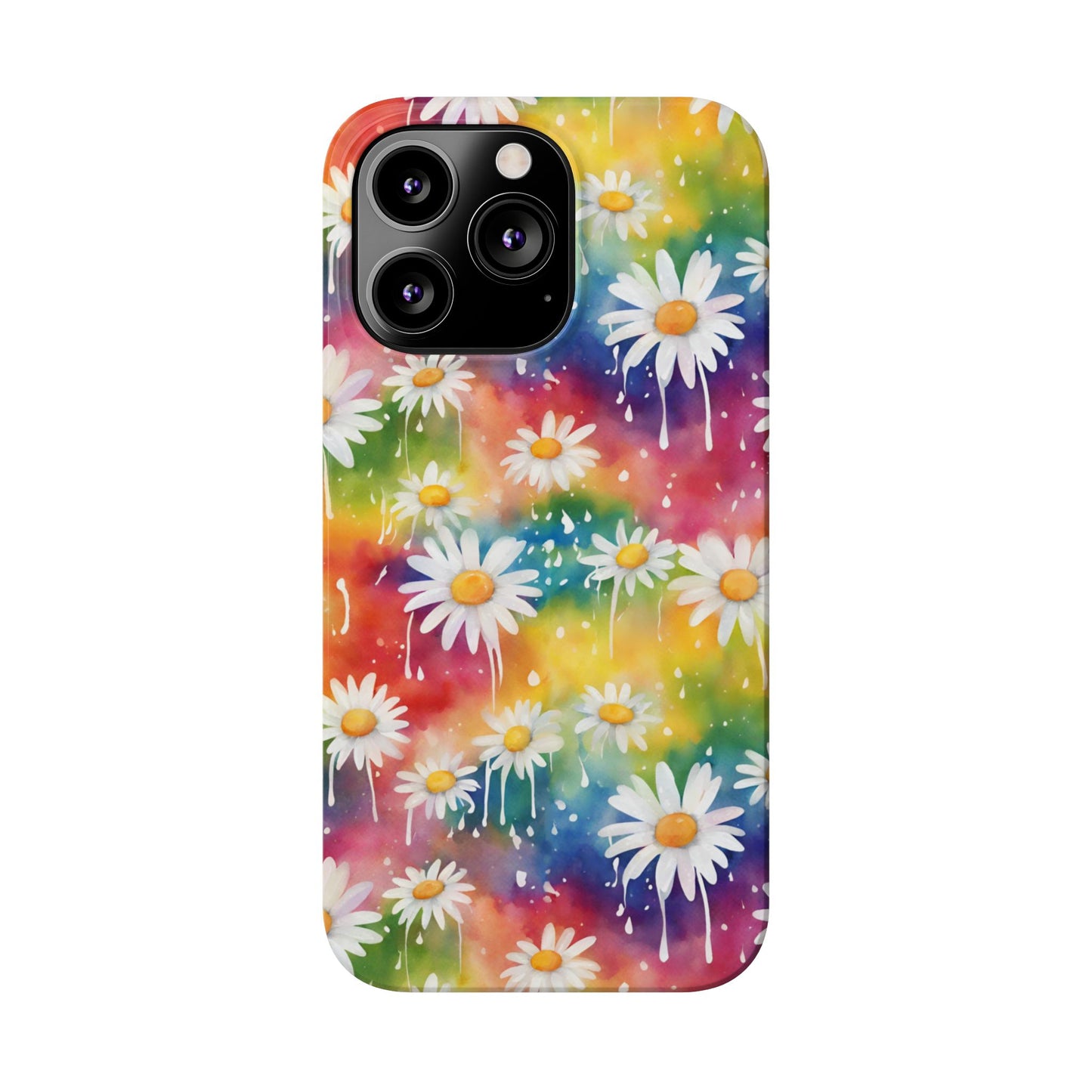Daisy Rainbow Storm Slim Phone Case Protects And Beautifies
