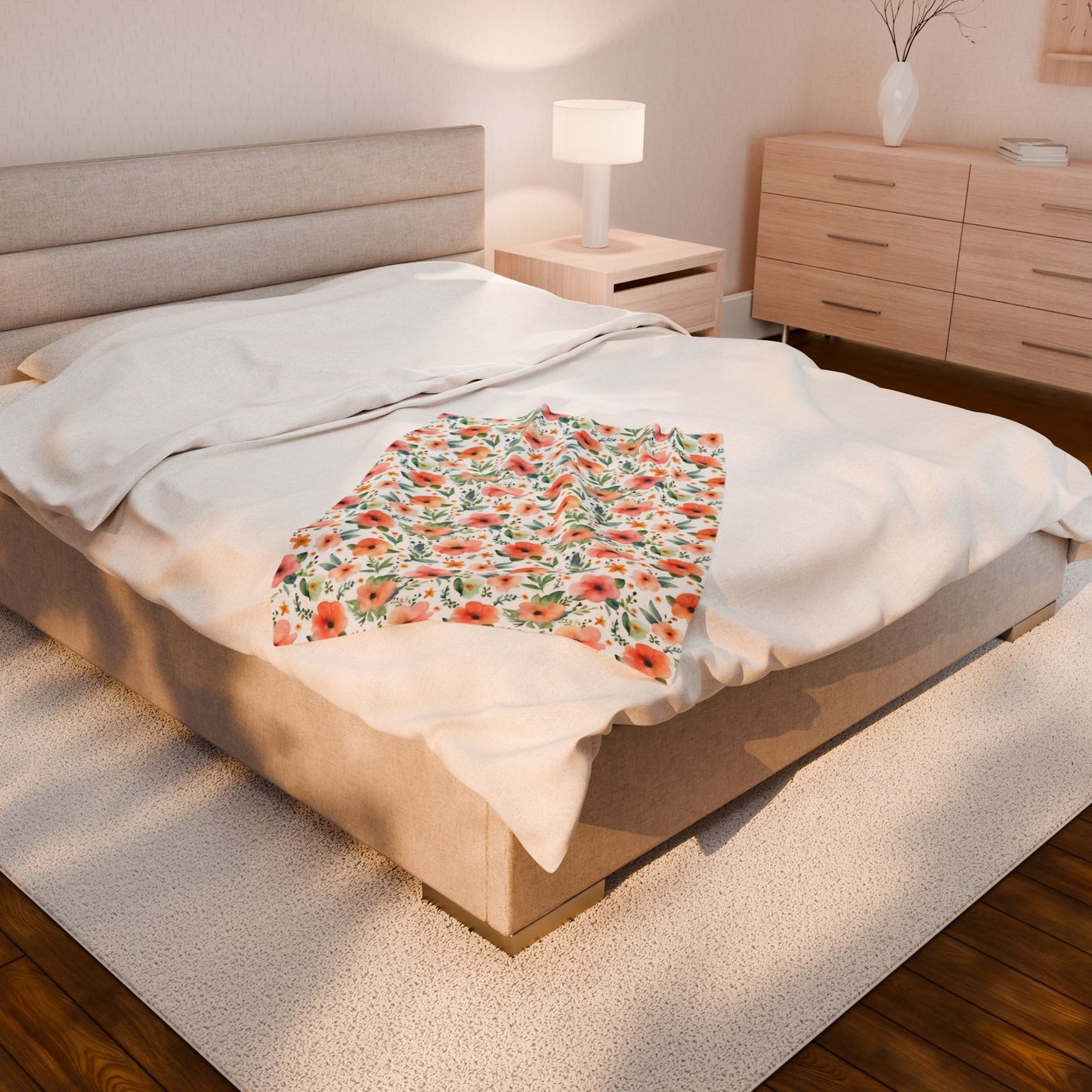 Watercolor Floral Print Soft Plush Blanket