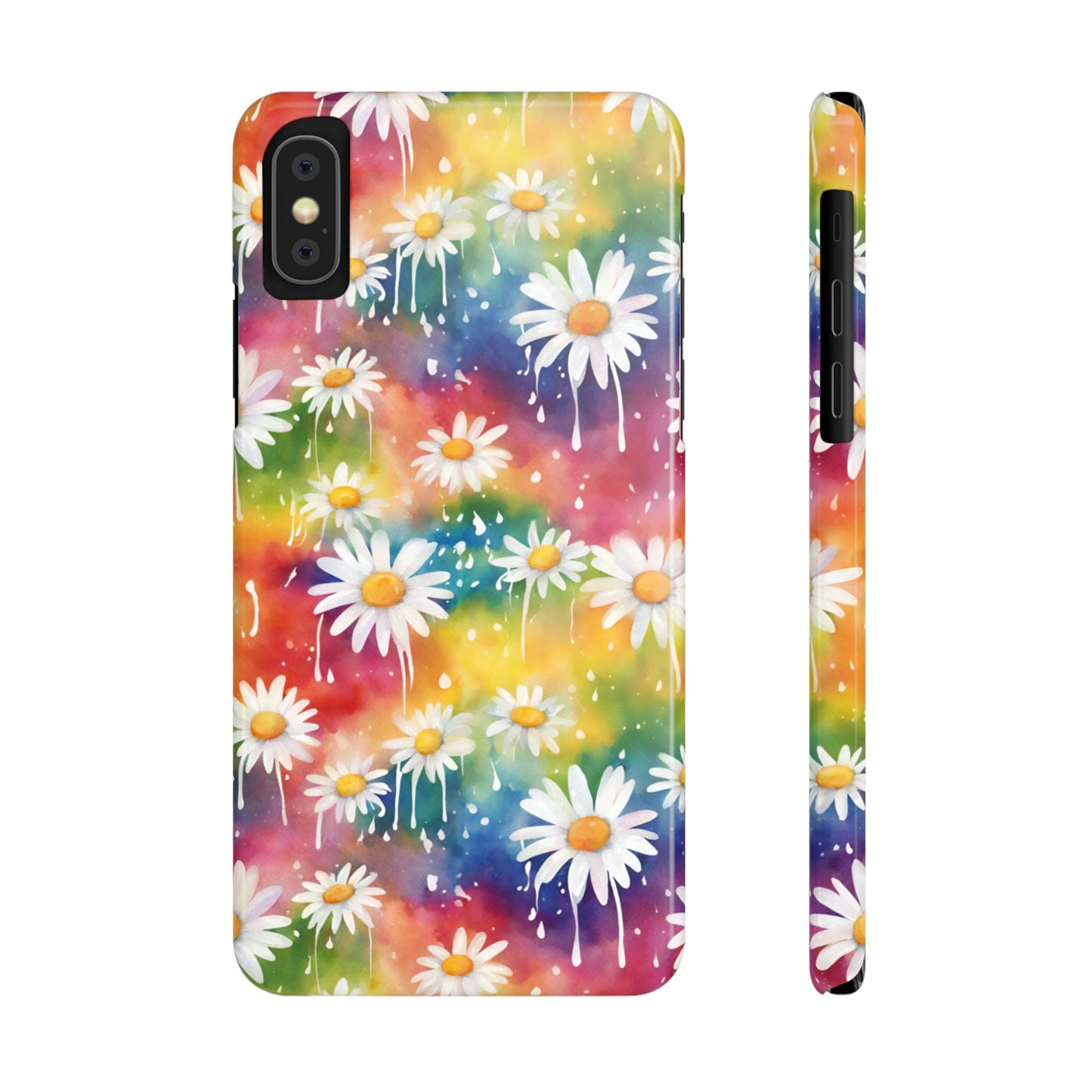 Daisy Rainbow Storm Slim Phone Case Protects And Beautifies