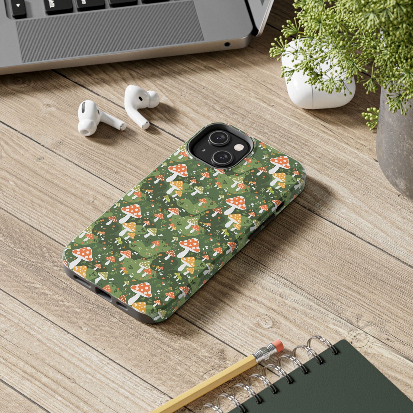 Phone Case - Whimsical Mushroom Pattern, Folk Art Design