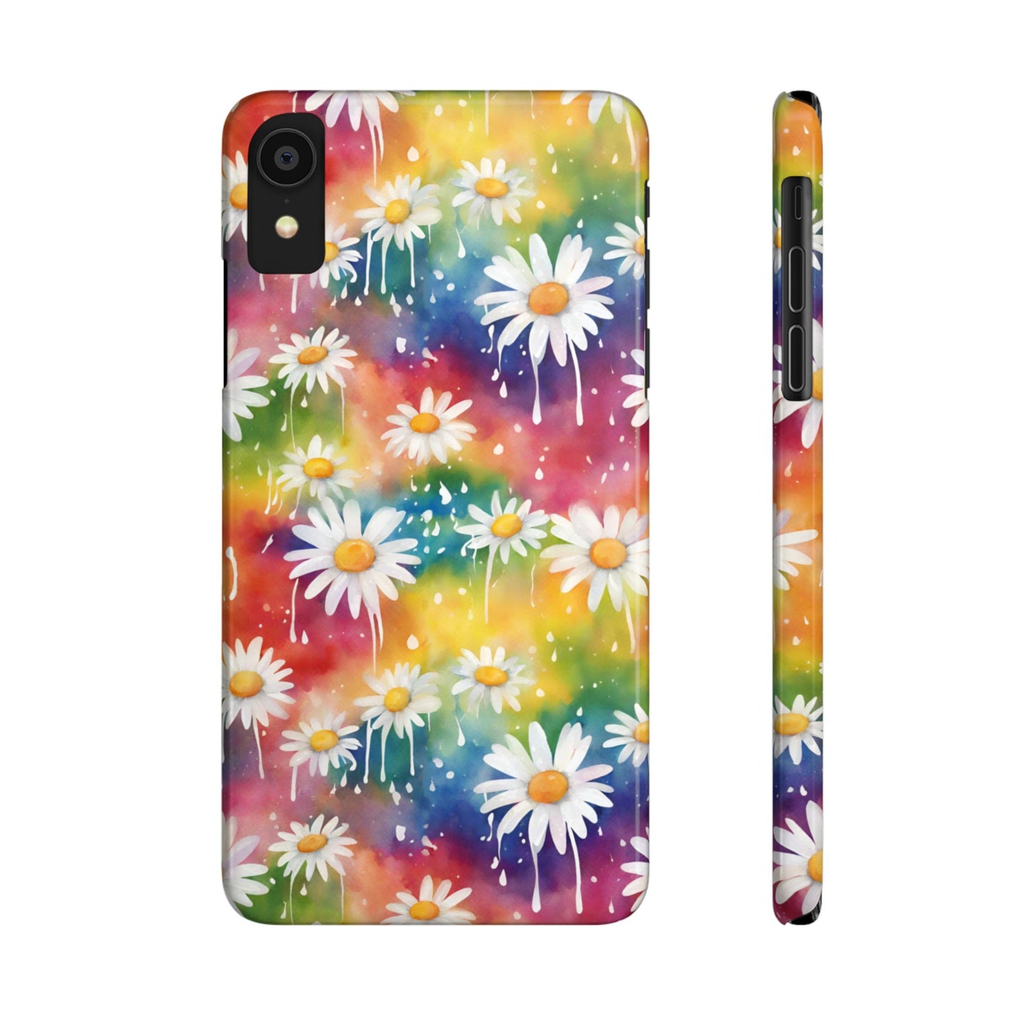 Daisy Rainbow Storm Slim Phone Case Protects And Beautifies