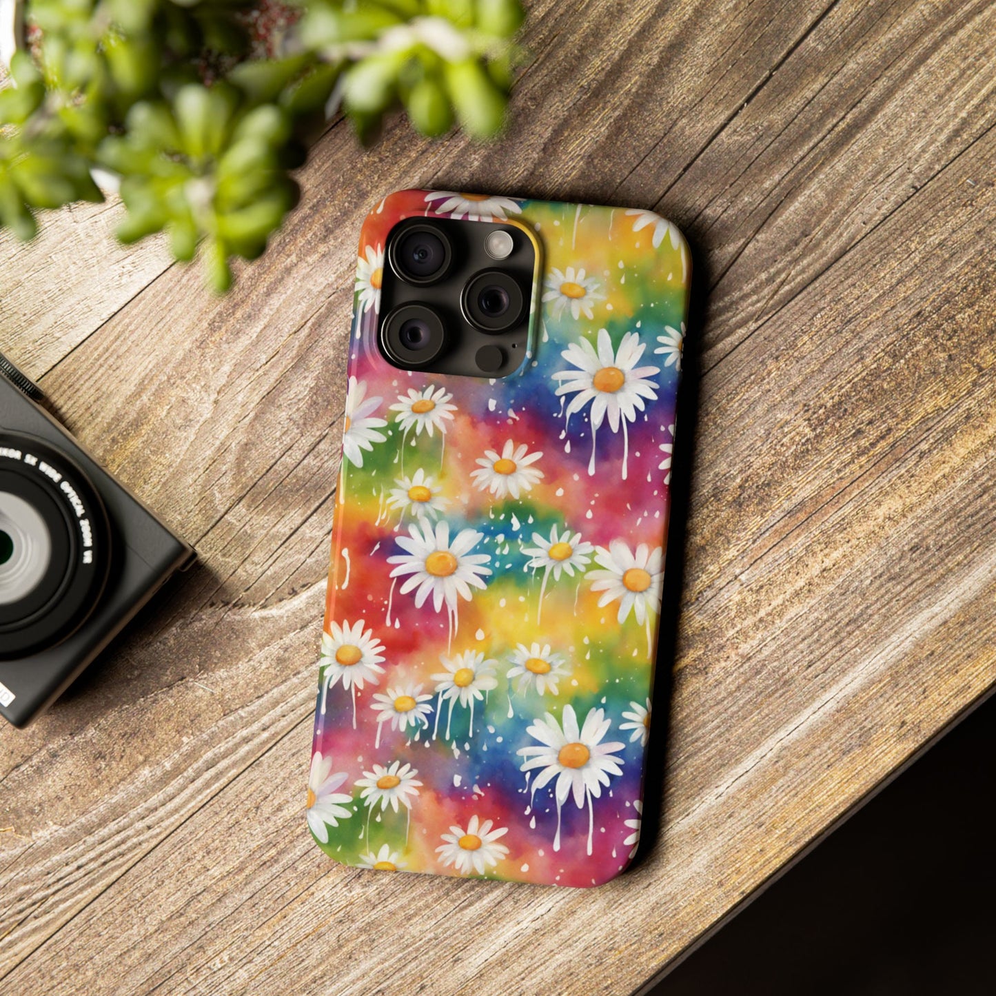 Daisy Rainbow Storm Slim Phone Case Protects And Beautifies