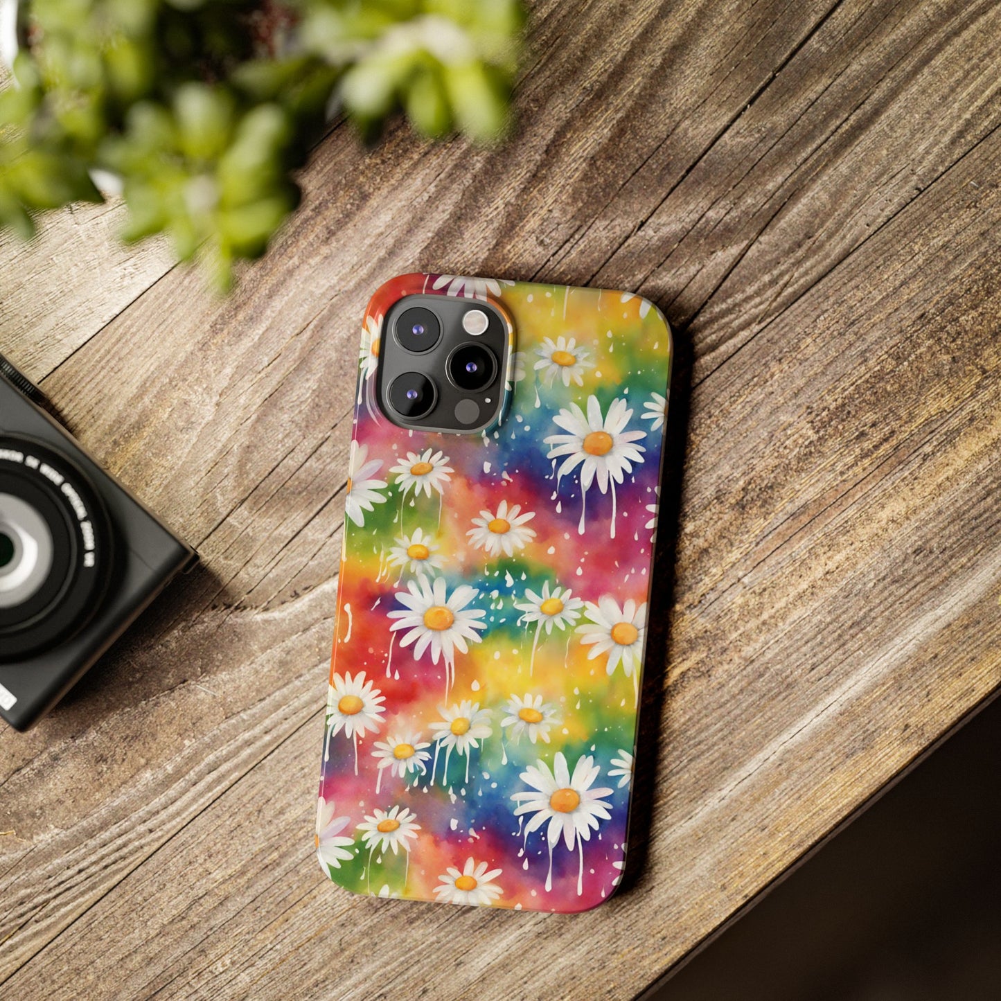 Daisy Rainbow Storm Slim Phone Case Protects And Beautifies