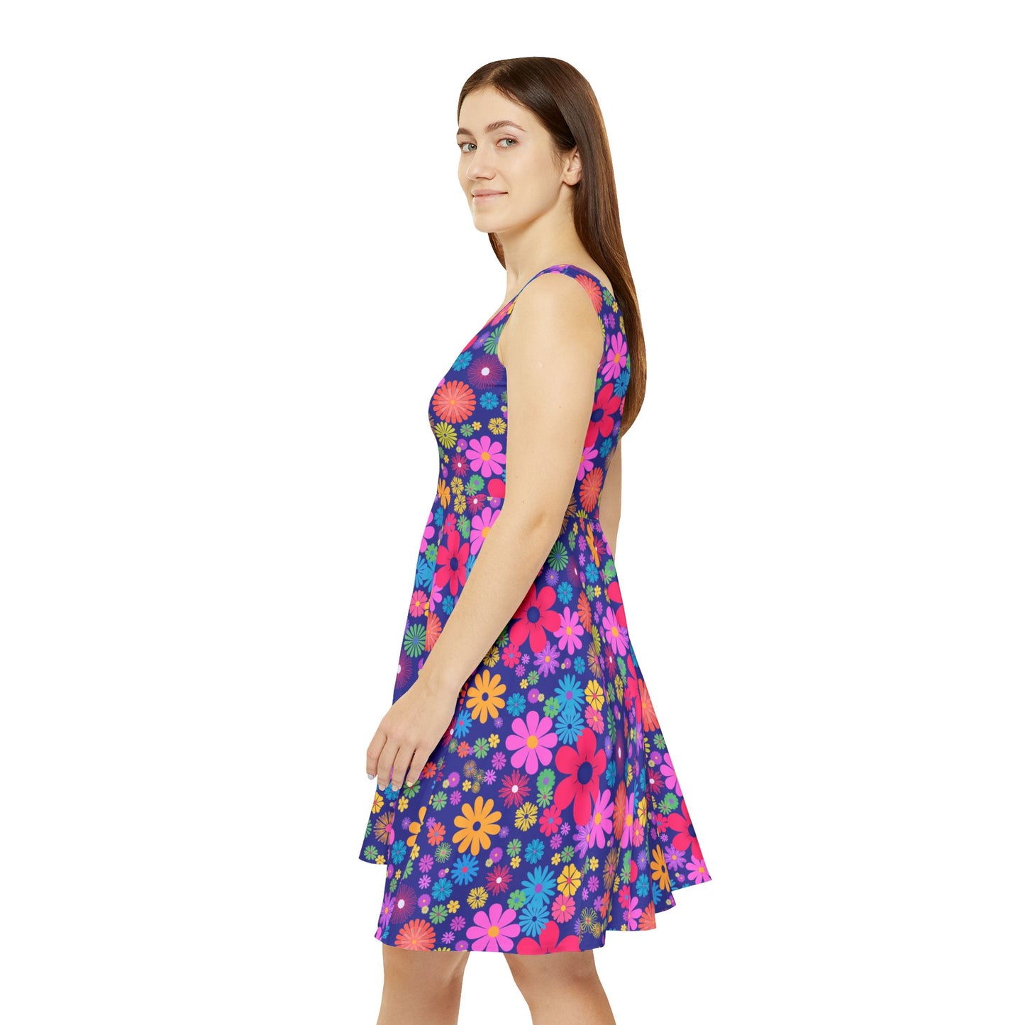 Ultra vibrant floral skater dress