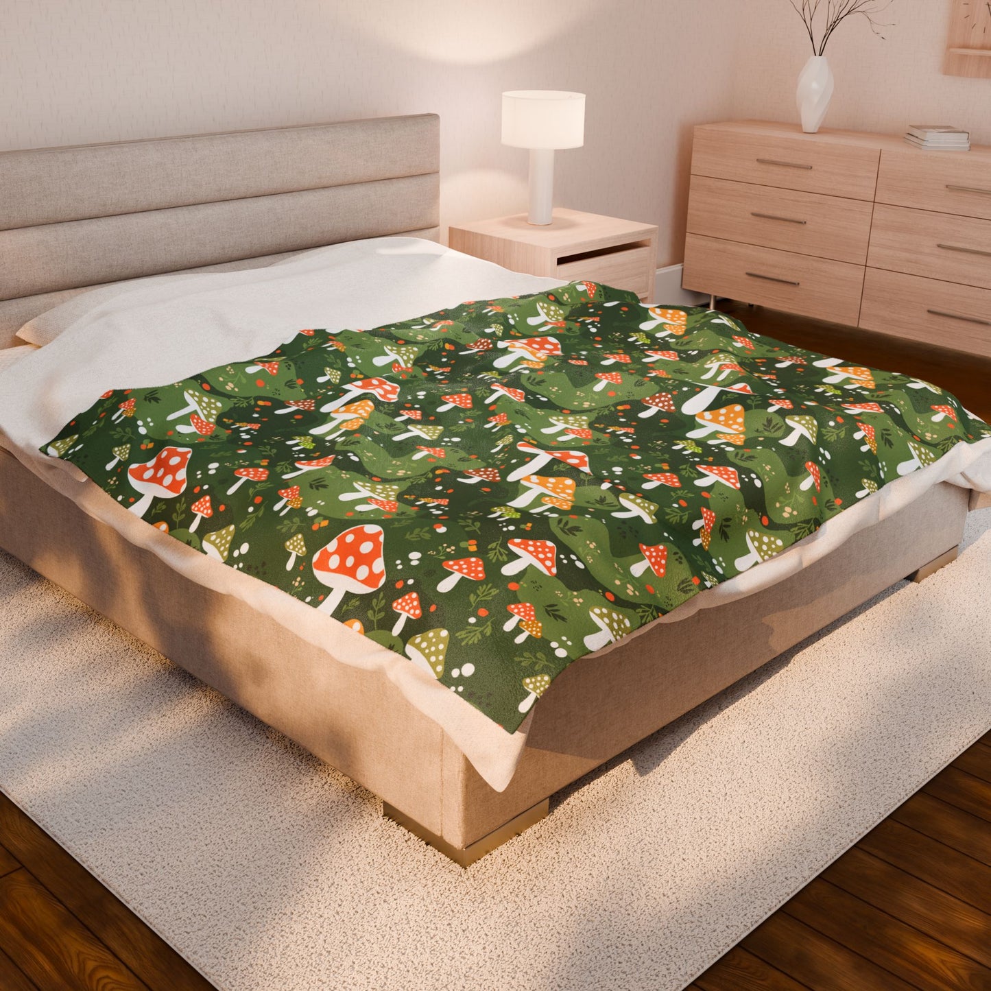 Enchanting Mushroom Pattern Soft Plush Blanket