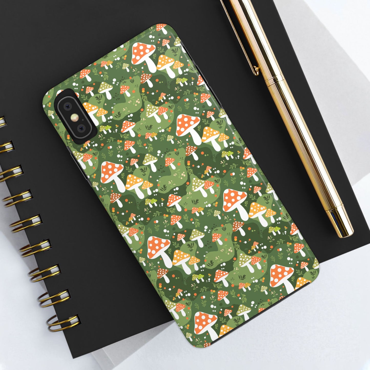 Phone Case - Whimsical Mushroom Pattern, Folk Art Design