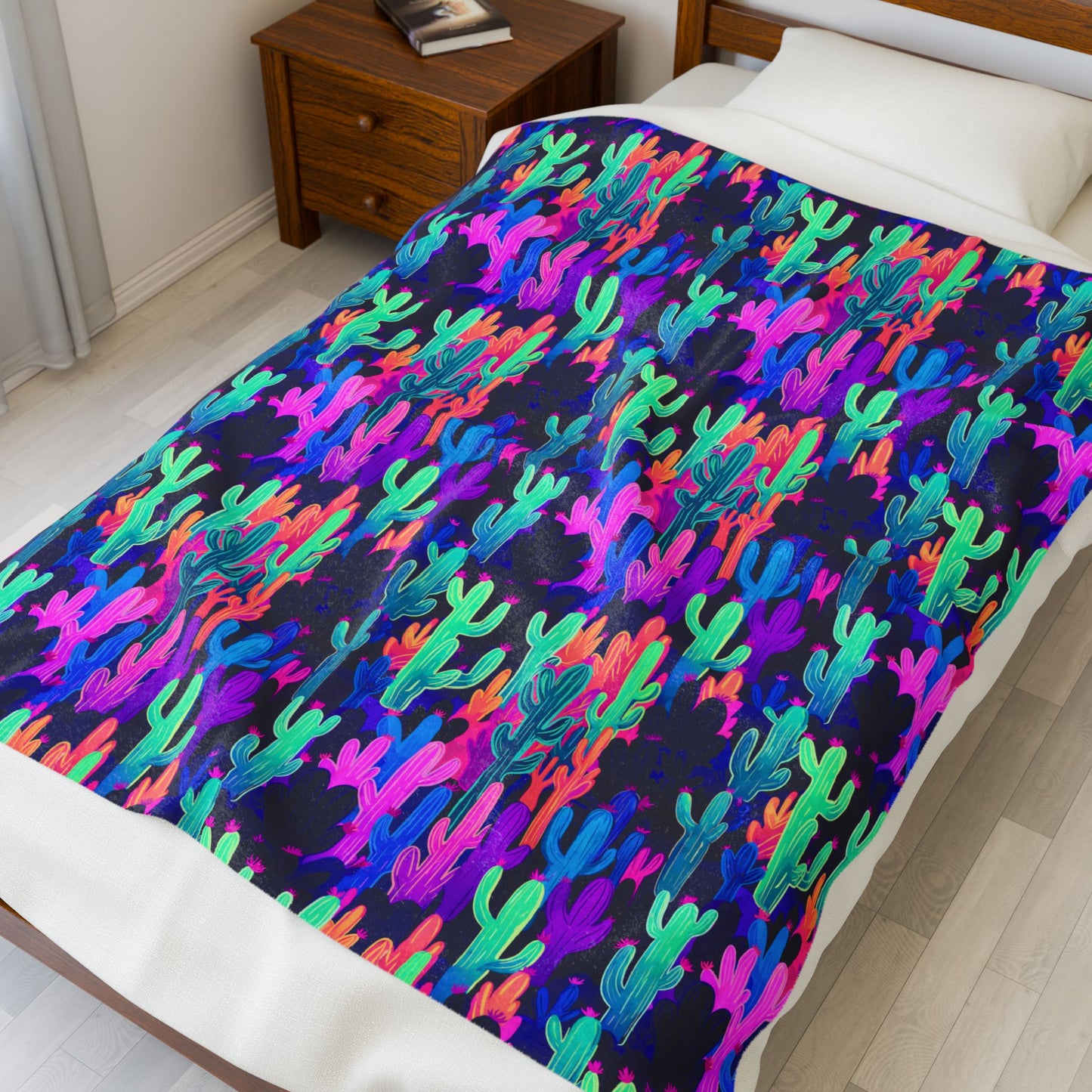 Rave Cacti Velveteen Plush Blanket