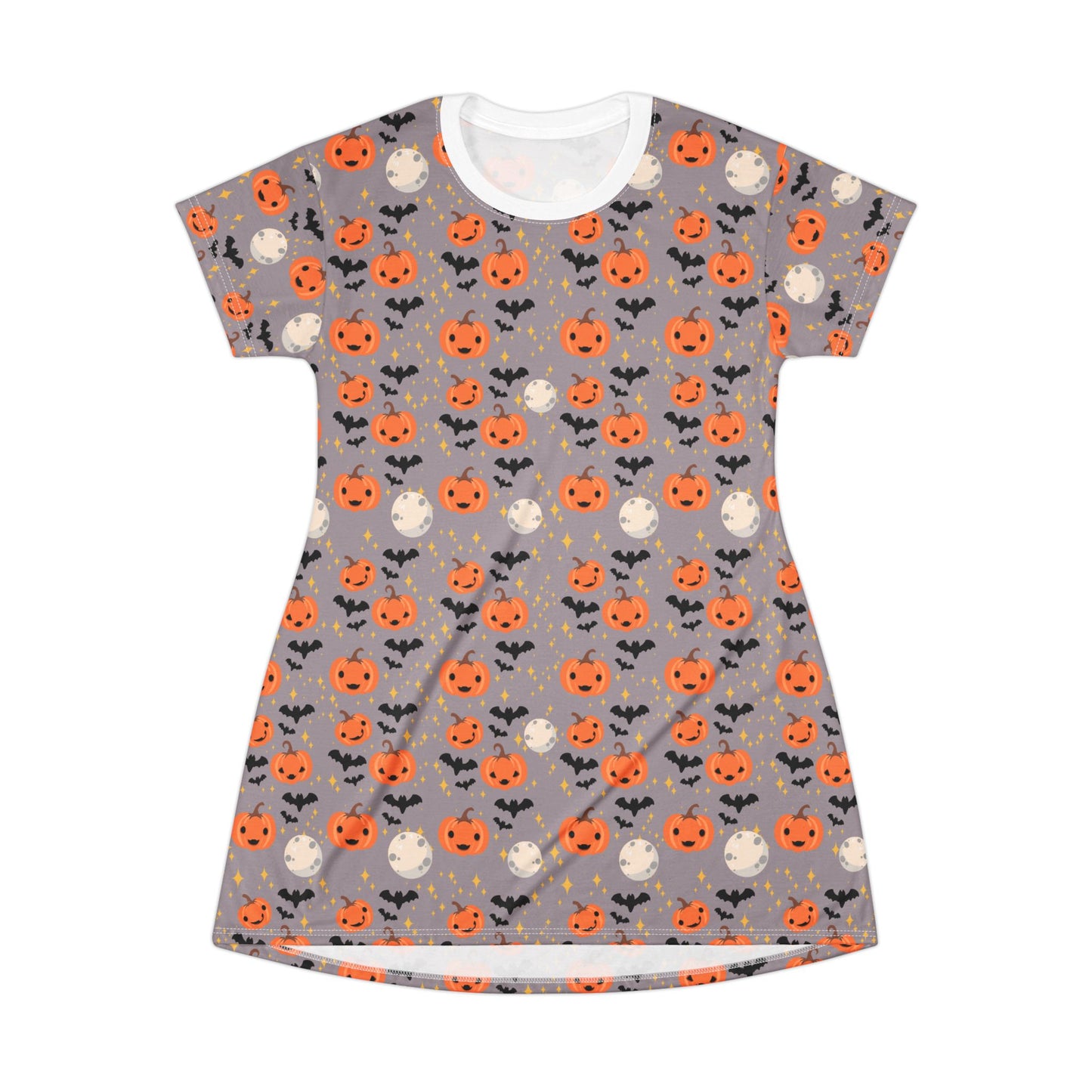 Halloween Pumpkin T-Shirt Dress, Cute Spooky Dress, Fall Fashion, Halloween Party Outfit, Casual Wear for Kids, Gift Idea