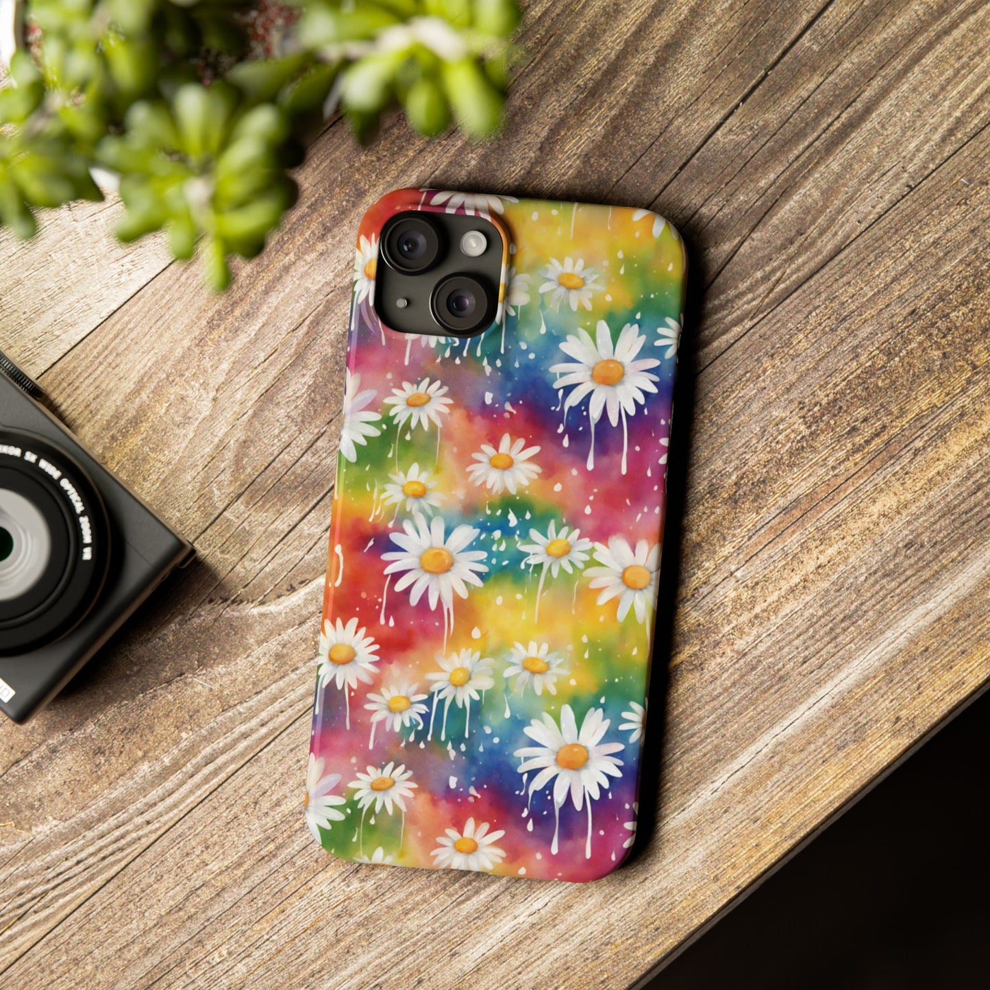 Daisy Rainbow Storm Slim Phone Case Protects And Beautifies
