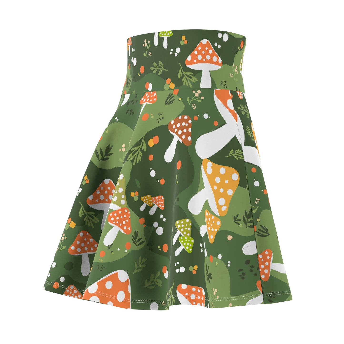 Skater Skirt - Mushroom and Foliage Pattern - Nature-Inspired