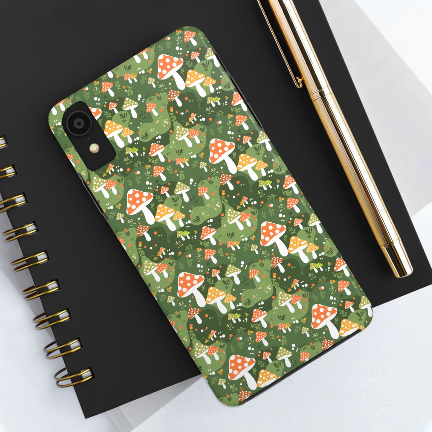 Phone Case - Whimsical Mushroom Pattern, Folk Art Design