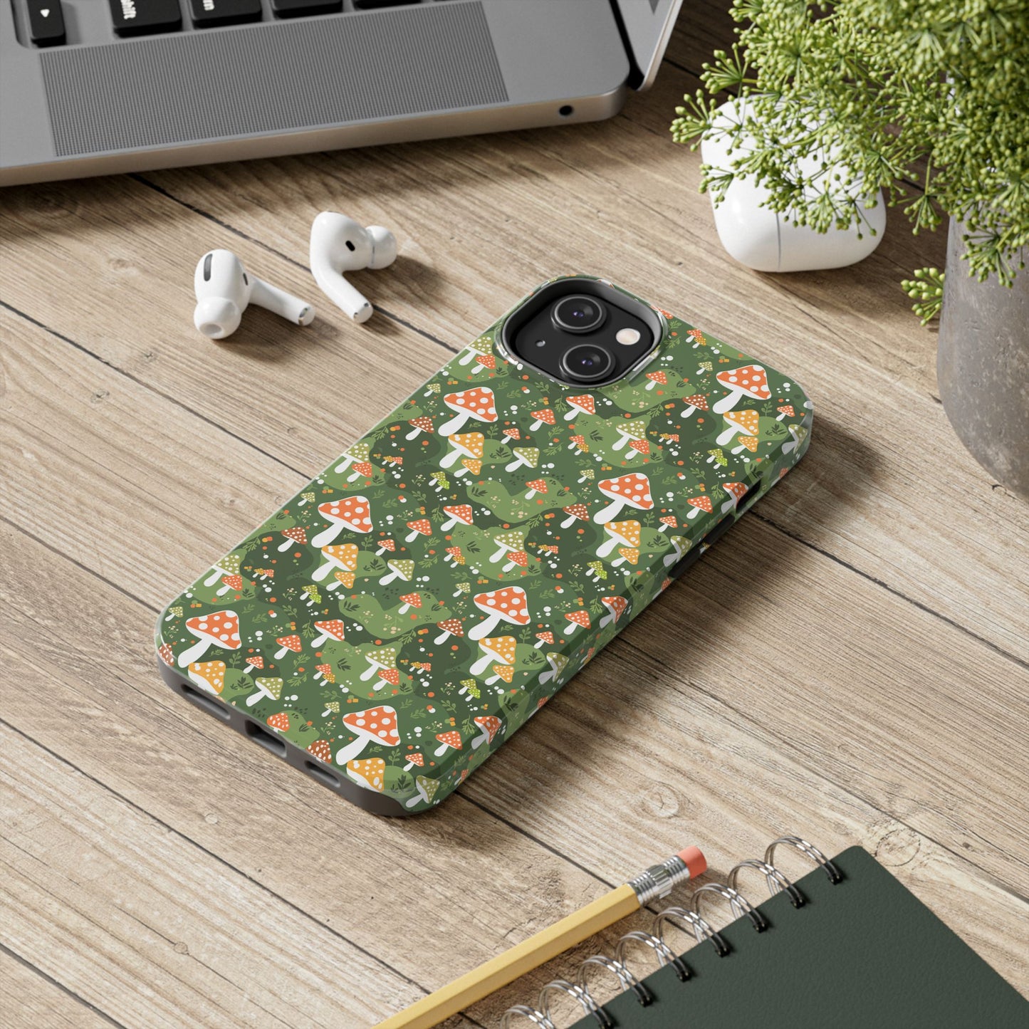 Phone Case - Whimsical Mushroom Pattern, Folk Art Design