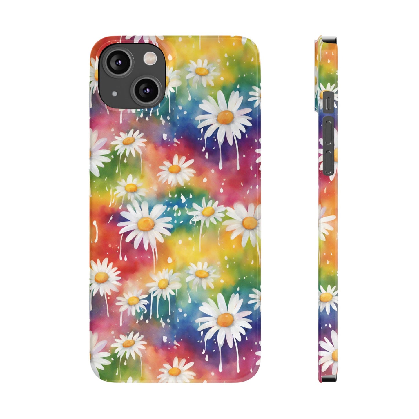 Daisy Rainbow Storm Slim Phone Case Protects And Beautifies