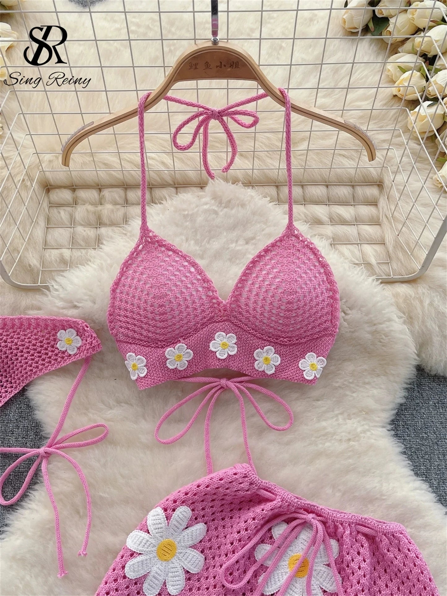Hollow Out Knitted Suits Women