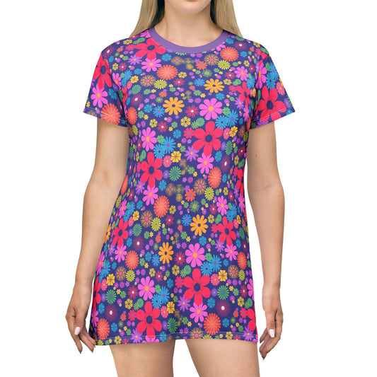 Vibrant Floral T-Shirt Dress