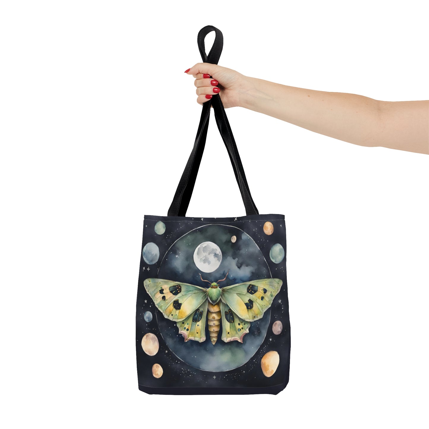 Midnight Moth Magic | Tote Bag | Black Tote Bag | Boho Tote Bag | Magical Wicca Floral | Shoulder Bag | Moth Tote Bag