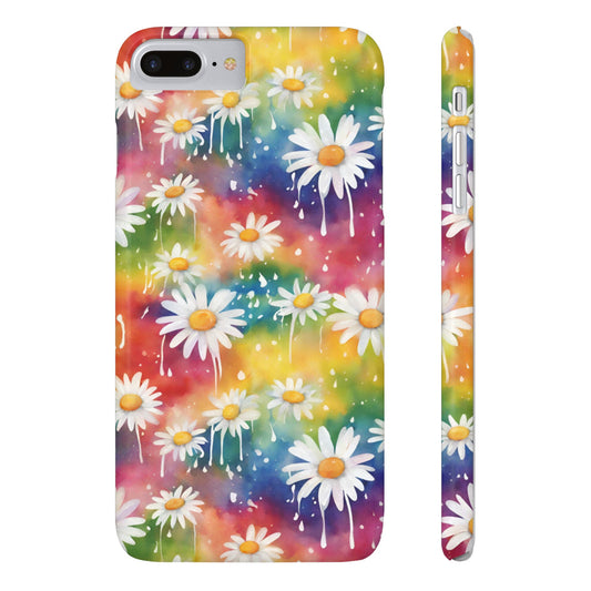 Daisy Rainbow Storm Slim Phone Case Protects And Beautifies