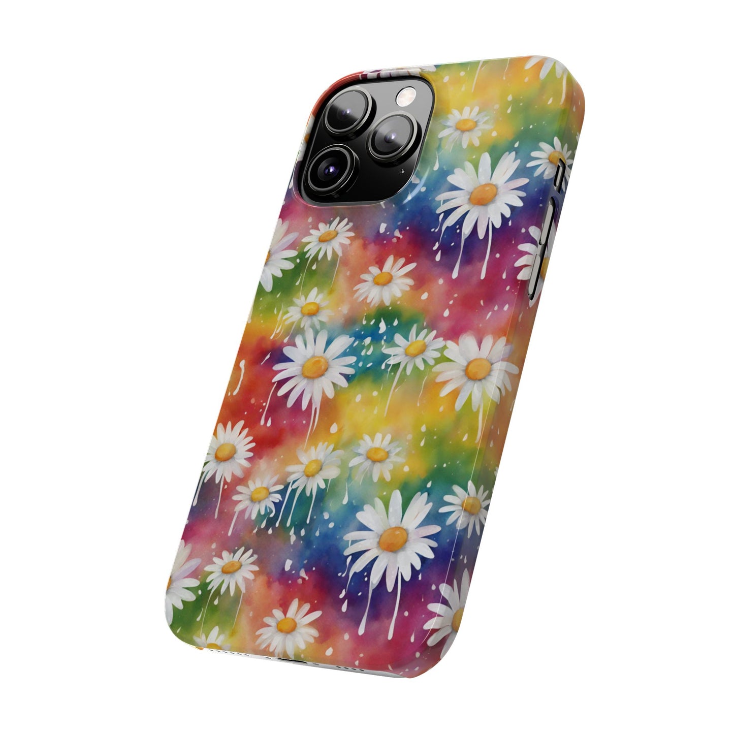 Daisy Rainbow Storm Slim Phone Case Protects And Beautifies
