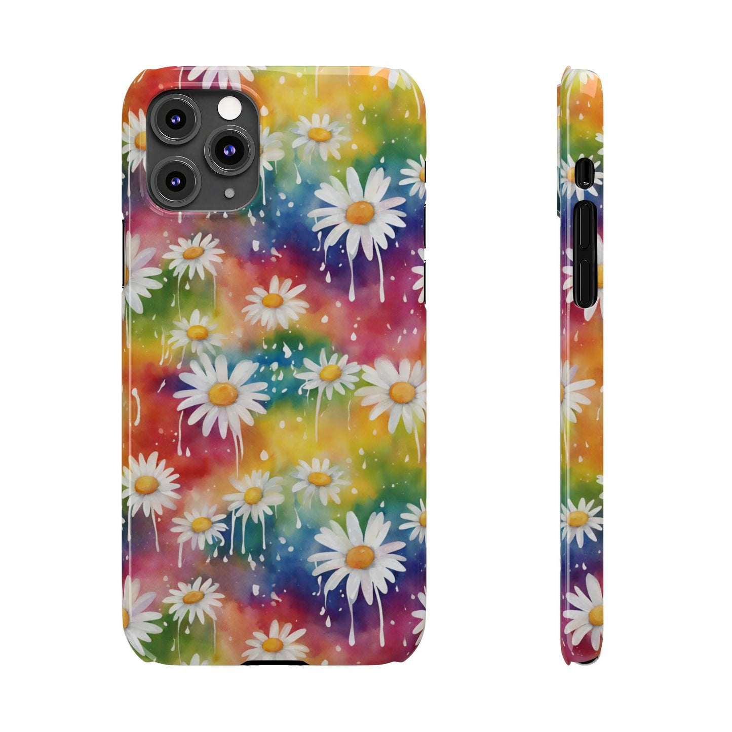 Daisy Rainbow Storm Slim Phone Case Protects And Beautifies