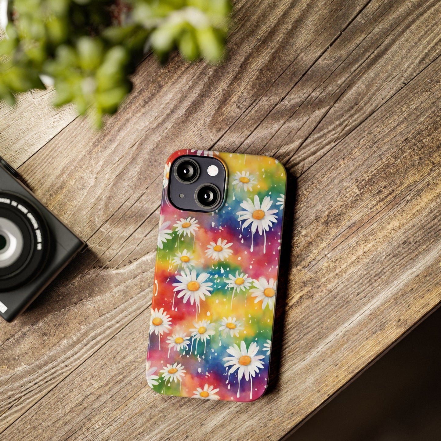 Daisy Rainbow Storm Slim Phone Case Protects And Beautifies