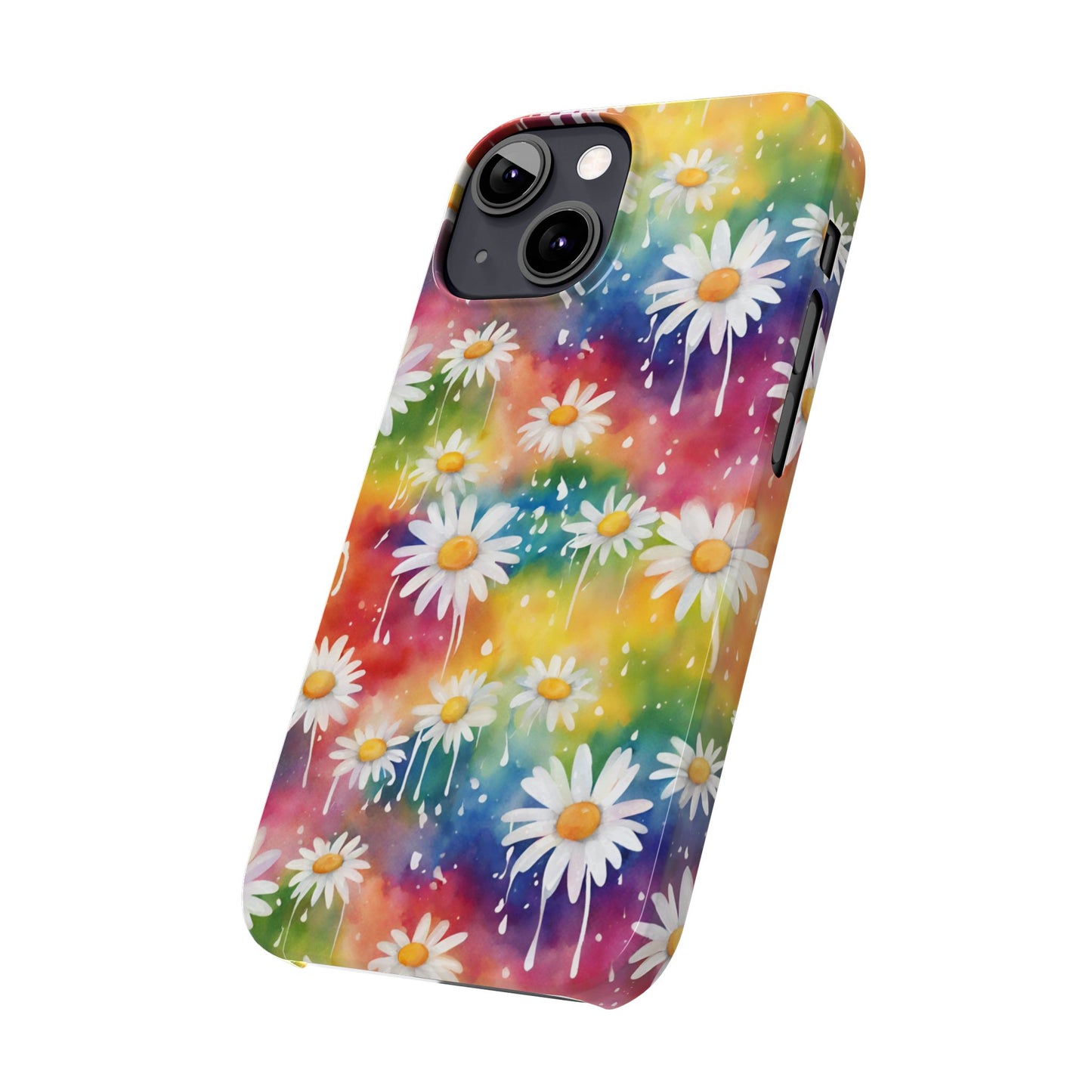Daisy Rainbow Storm Slim Phone Case Protects And Beautifies