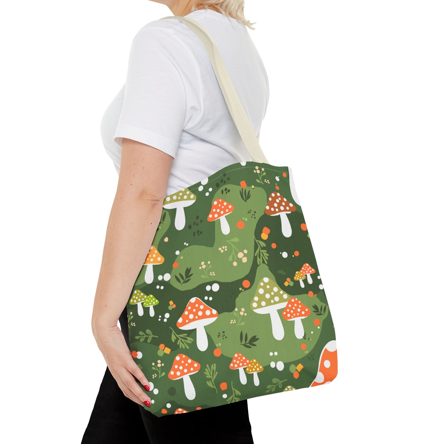 Mushroom Tote Bag with Folk Art Design