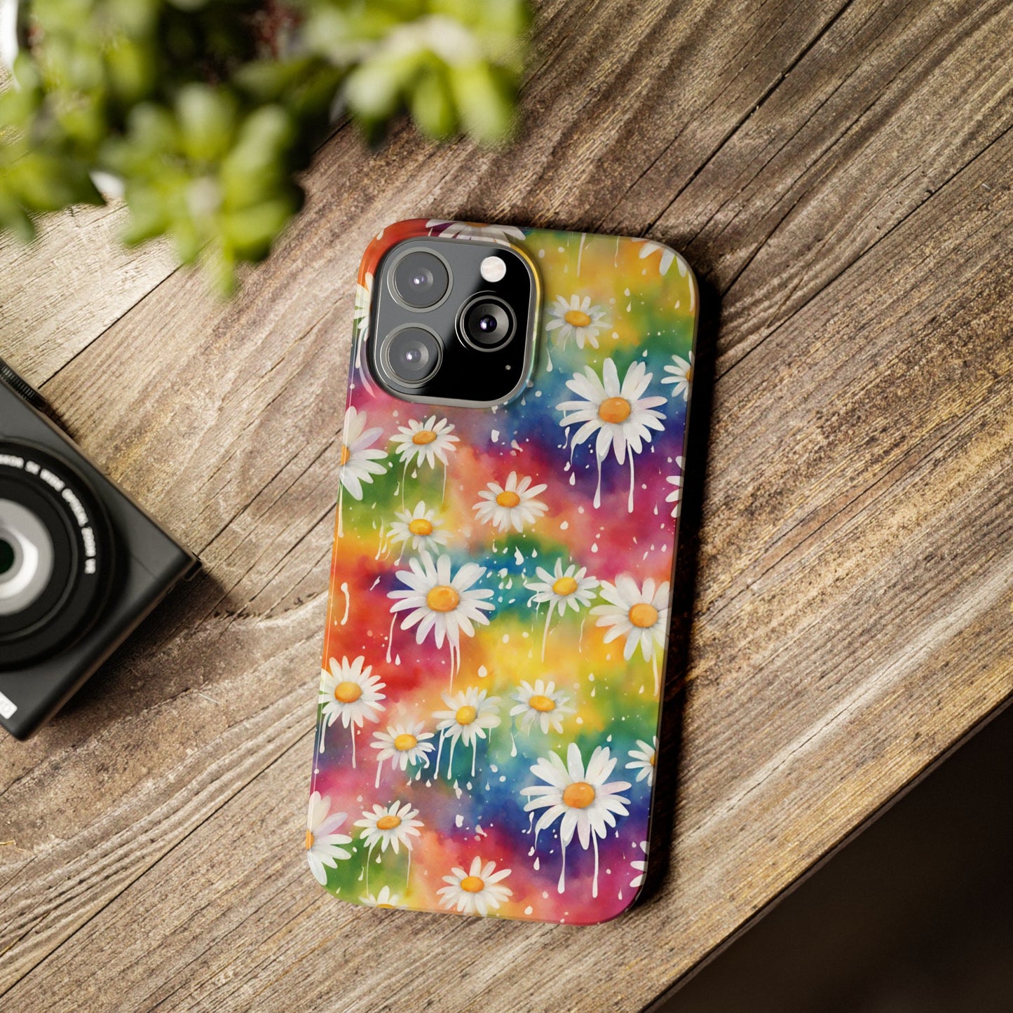 Daisy Rainbow Storm Slim Phone Case Protects And Beautifies