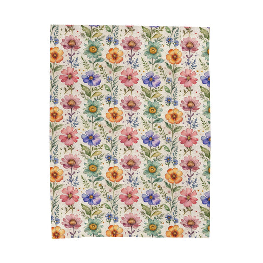 Boho Wildflower Soft Plush Blanket
