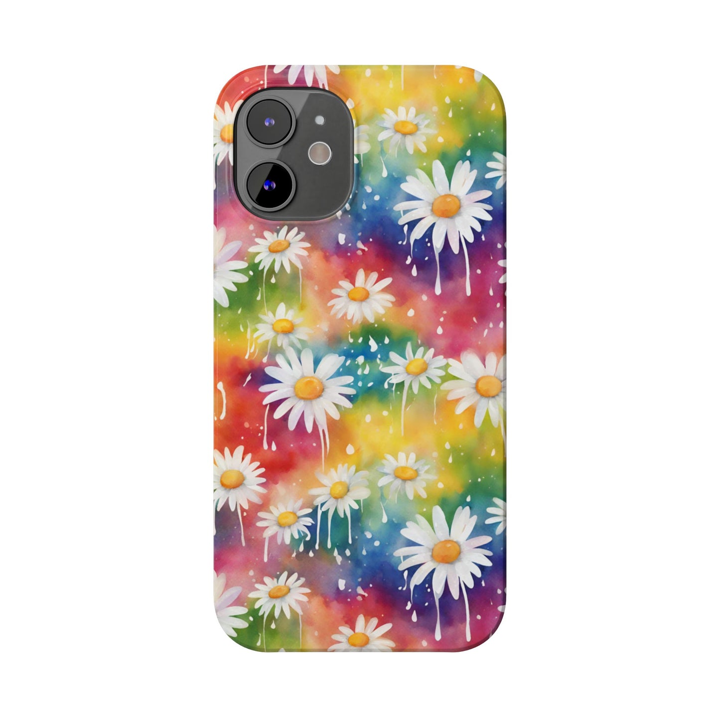 Daisy Rainbow Storm Slim Phone Case Protects And Beautifies