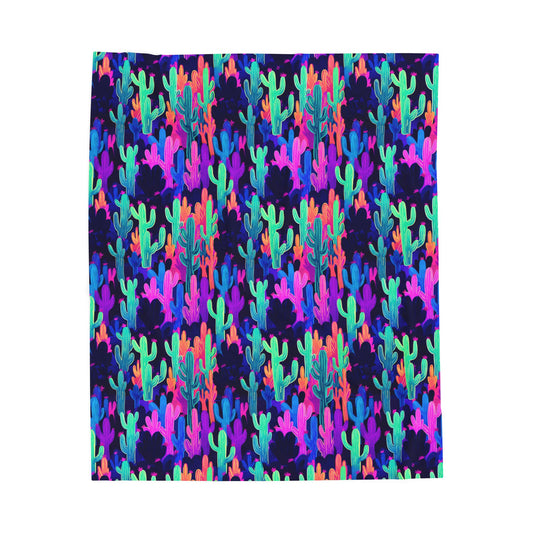 Rave Cacti Velveteen Plush Blanket
