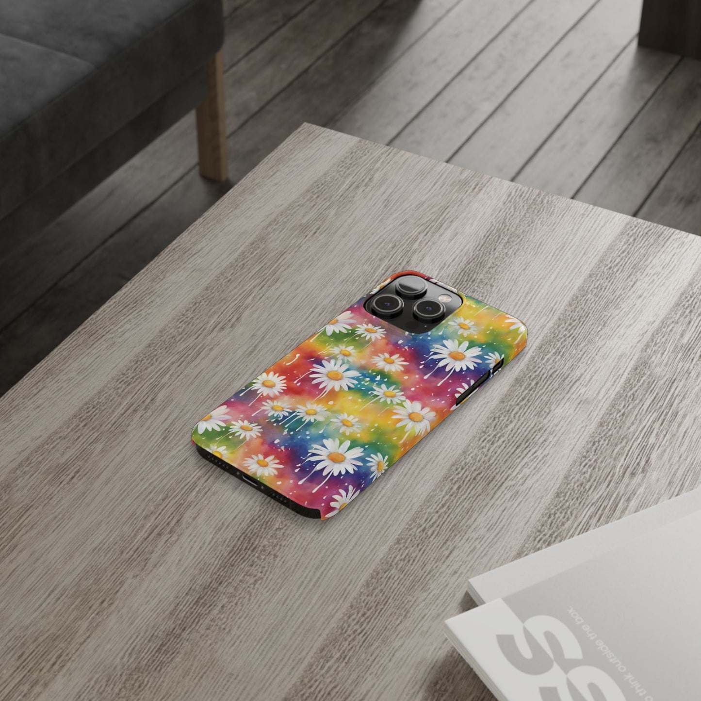 Daisy Rainbow Storm Slim Phone Case Protects And Beautifies