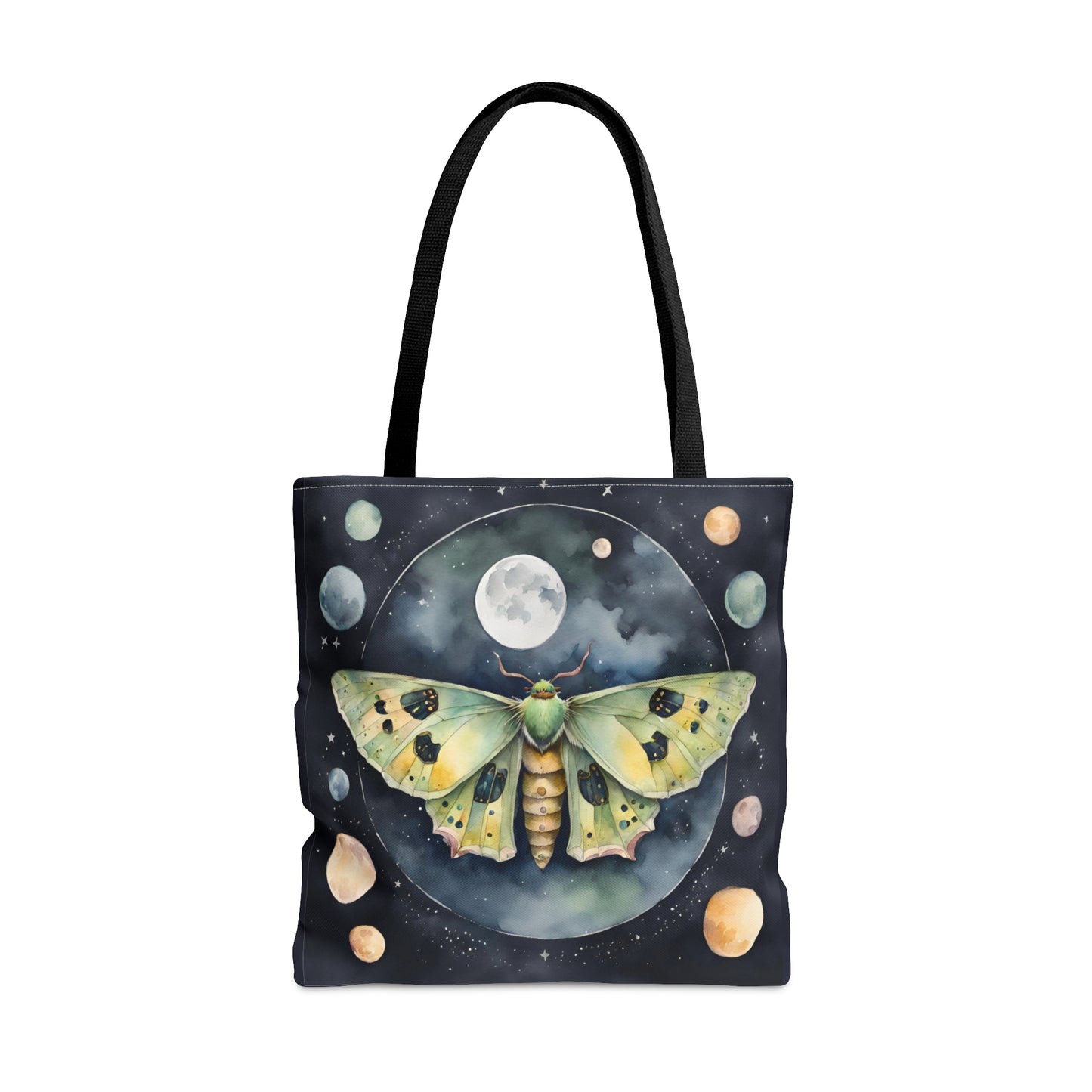 Midnight Moth Magic | Tote Bag | Black Tote Bag | Boho Tote Bag | Magical Wicca Floral | Shoulder Bag | Moth Tote Bag