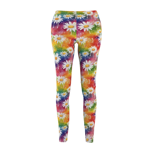 Daisy Rainbow Storm Womens Casual Leggings Brighten Days