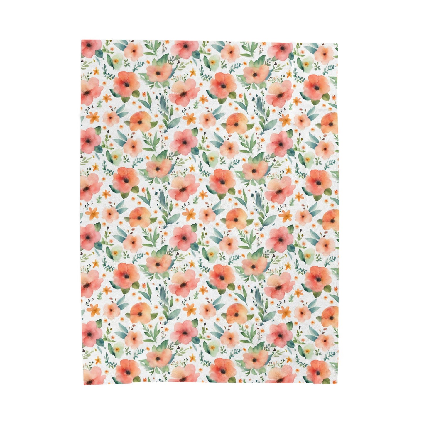 Watercolor Floral Print Soft Plush Blanket
