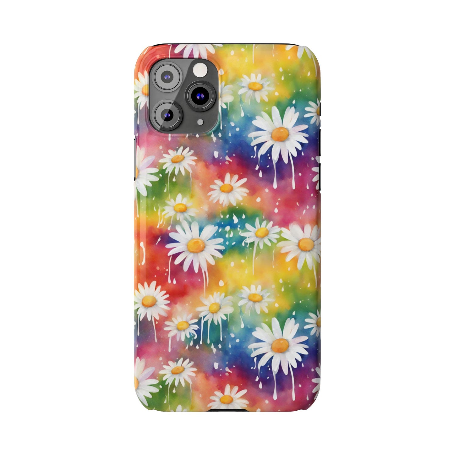 Daisy Rainbow Storm Slim Phone Case Protects And Beautifies