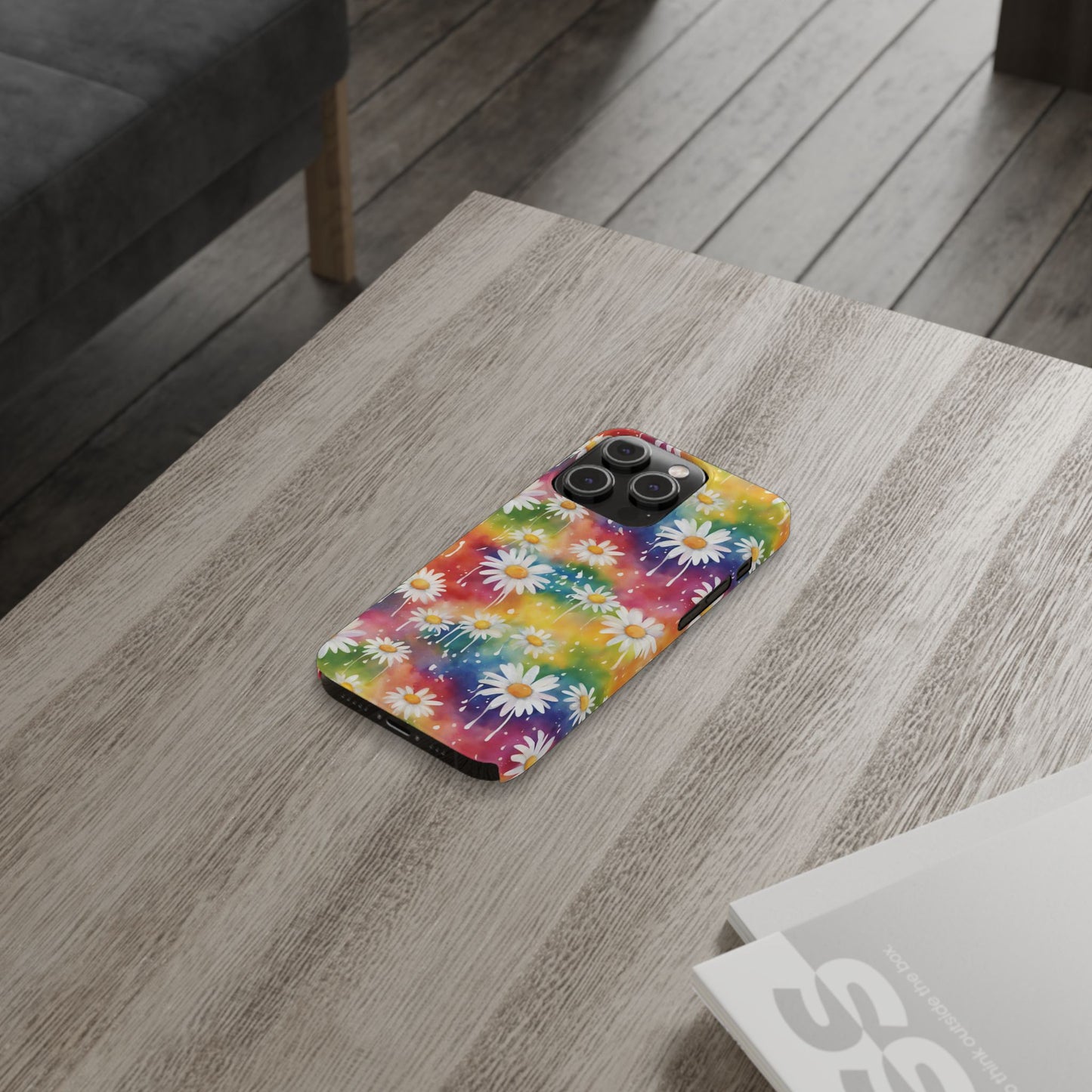 Daisy Rainbow Storm Slim Phone Case Protects And Beautifies