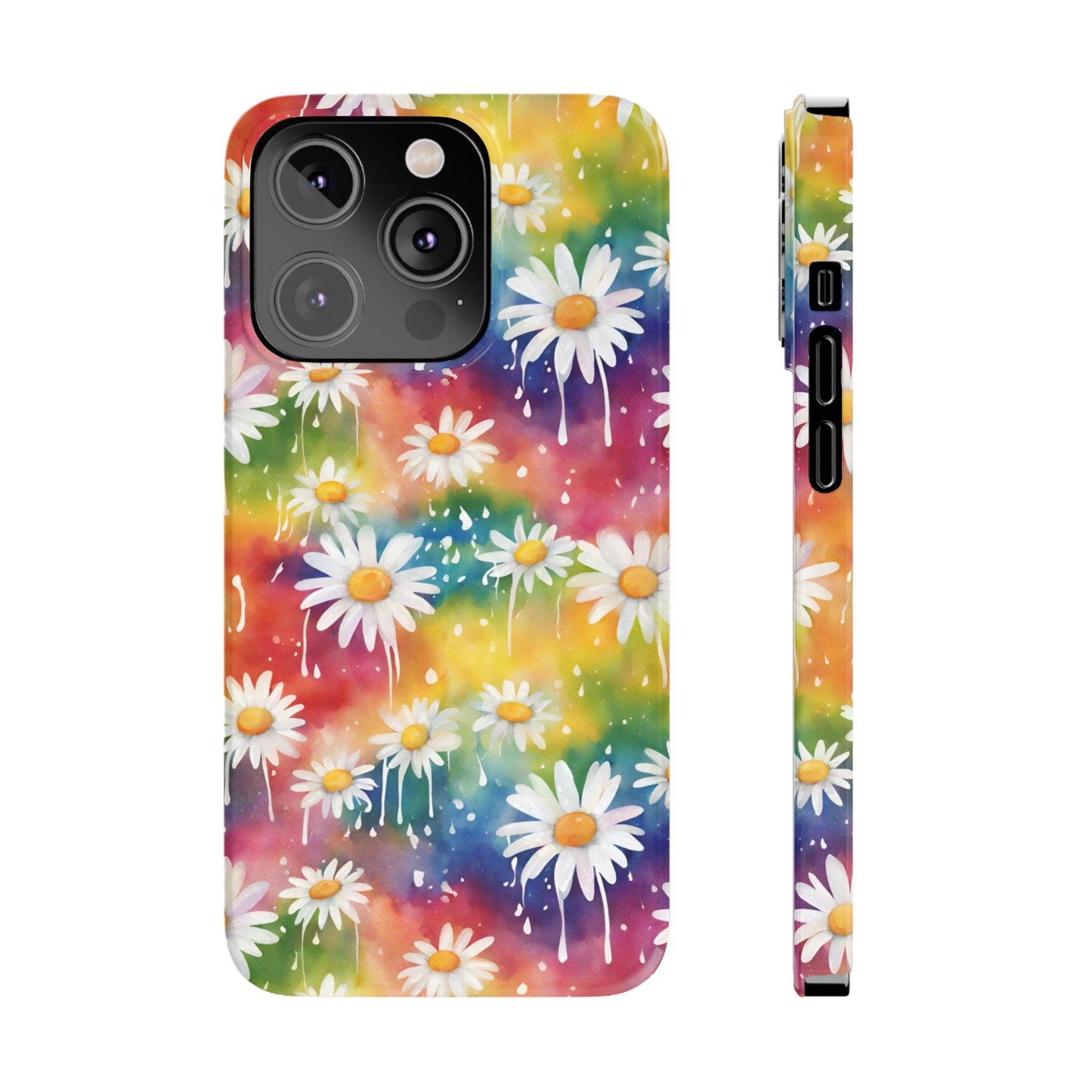 Daisy Rainbow Storm Slim Phone Case Protects And Beautifies