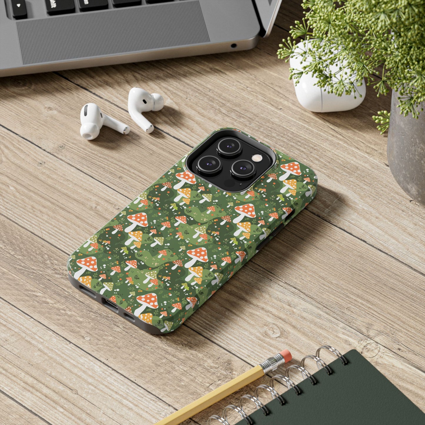 Phone Case - Whimsical Mushroom Pattern, Folk Art Design