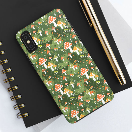 Phone Case - Whimsical Mushroom Pattern, Folk Art Design