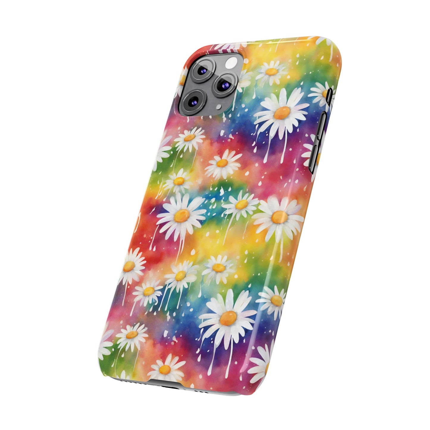 Daisy Rainbow Storm Slim Phone Case Protects And Beautifies