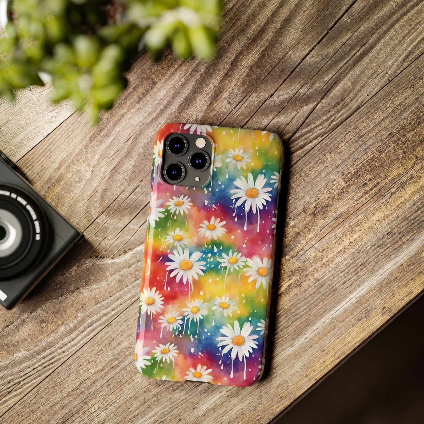 Daisy Rainbow Storm Slim Phone Case Protects And Beautifies