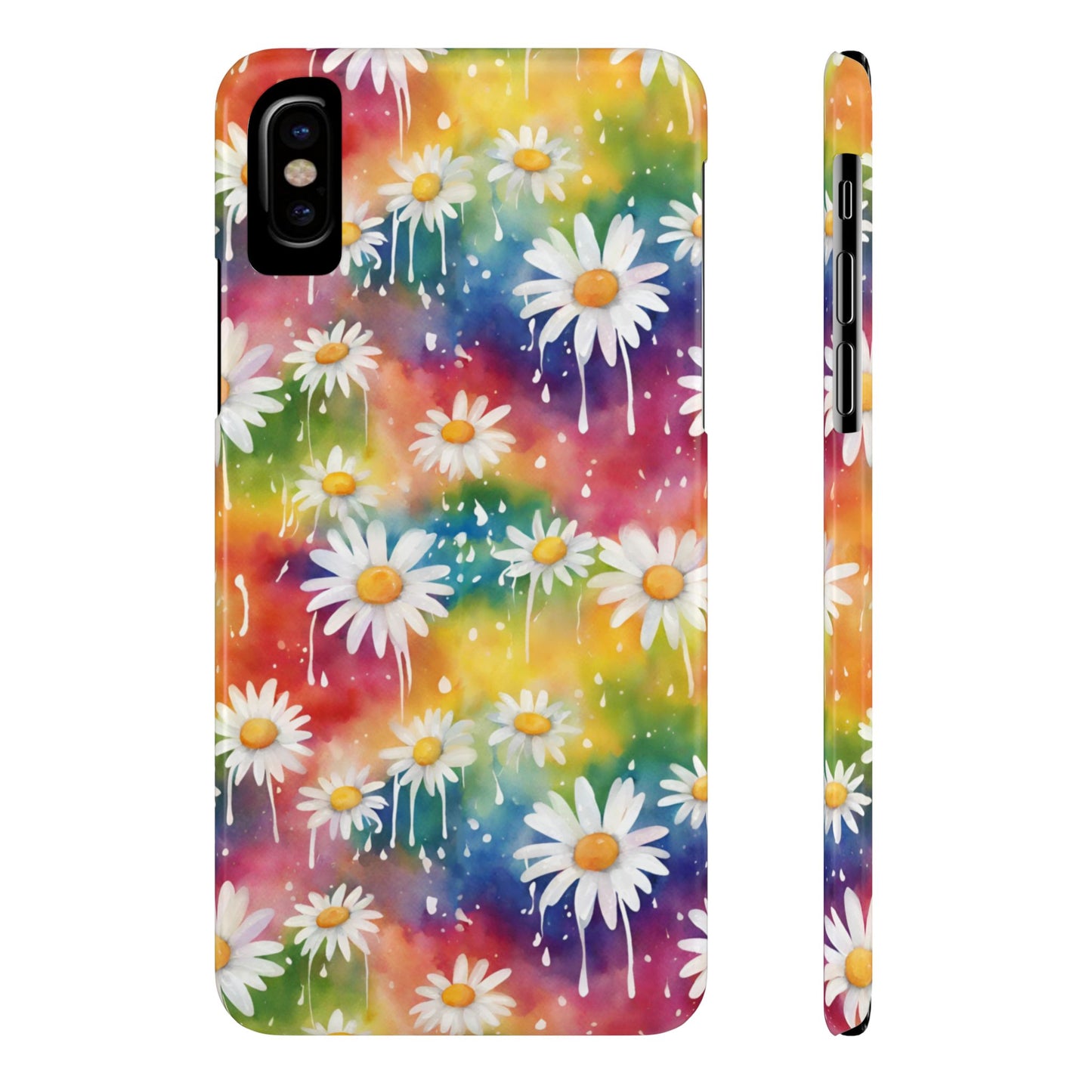 Daisy Rainbow Storm Slim Phone Case Protects And Beautifies