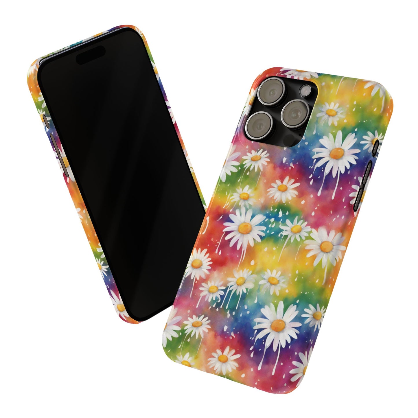 Daisy Rainbow Storm Slim Phone Case Protects And Beautifies