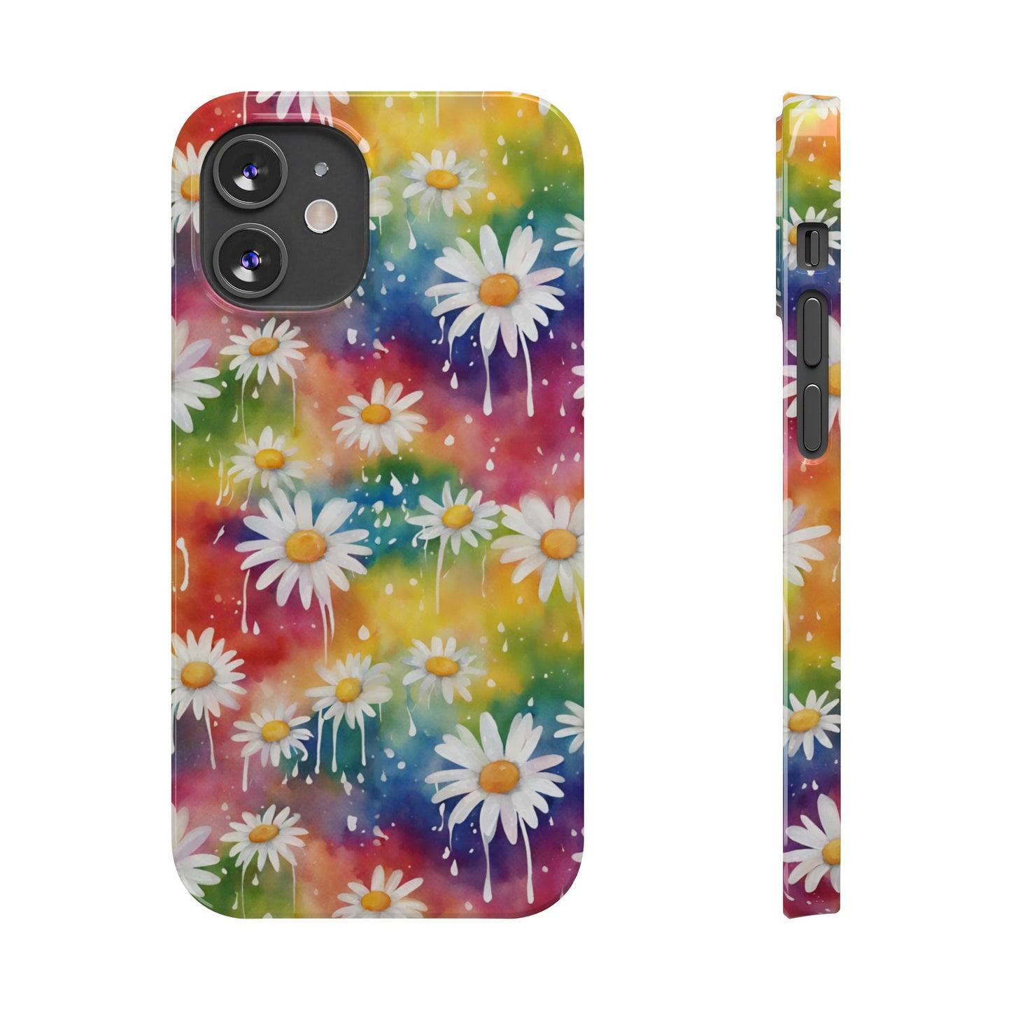 Daisy Rainbow Storm Slim Phone Case Protects And Beautifies